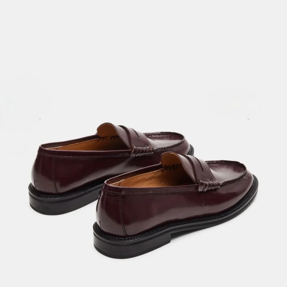 Steve Madden Madison Box Deep Burgundy Leather Loafers - Picture 2 of 13